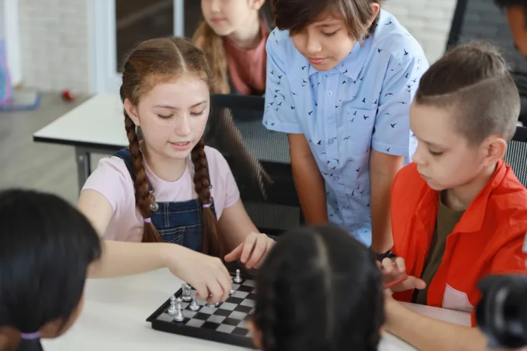 kids playing chess together